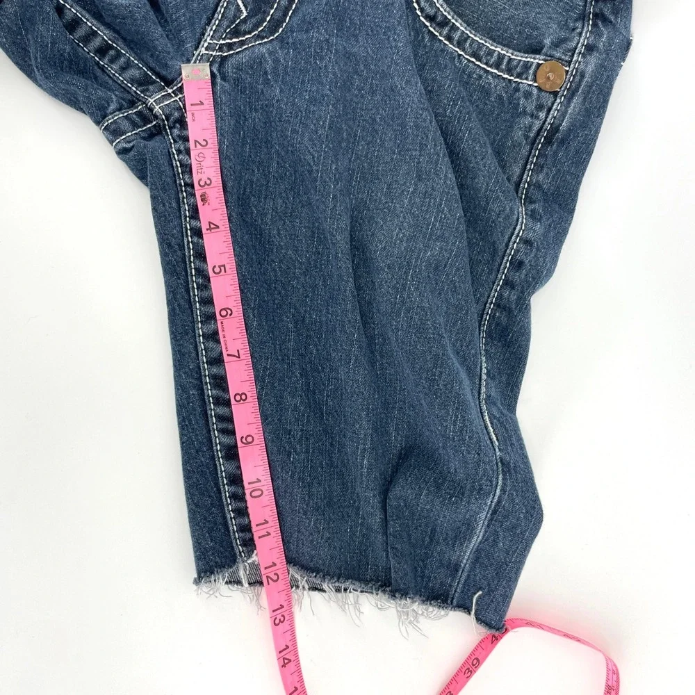 True Religion Bobby Mens 34 (Fits 32) Denim Jean Shorts Dark Wash Cut Off USA‎